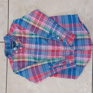 Ralph Lauren Rainbow Plaid Boys Button Down Shirt, Size 5